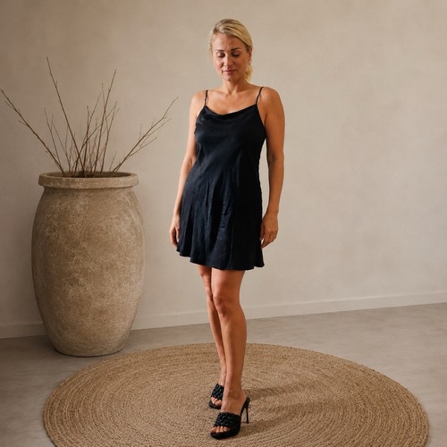 Kleines schwarzes seidenkleid - schwarzes,