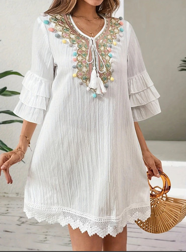 Damen minikleid weiß linie - minikleid, a-linie
