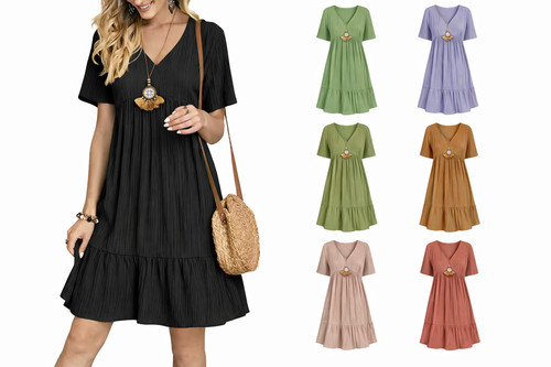 Damen sommerkleid boho mini - sommerkleid,