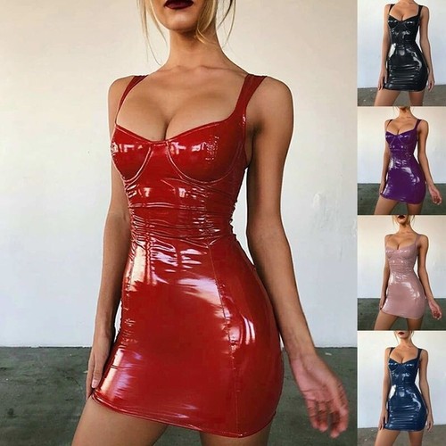 Damen wetlook minikleid - wetlook,