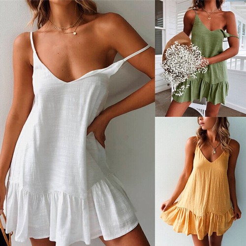 Damen ärmellos minikleid - damen,