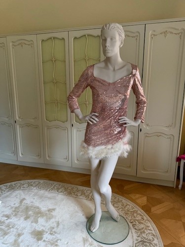 Pailletten kleid gold altrosa - kleid,