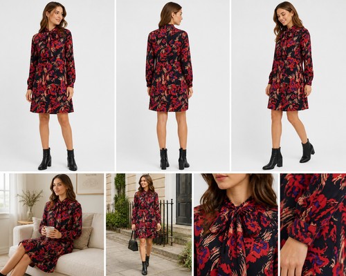Damen mini kleid chiffon - damen,